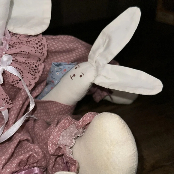 vintage floppy ear stuffed bunny rabbit handmade custom w/baby stuffed animal - Picture 5 of 14